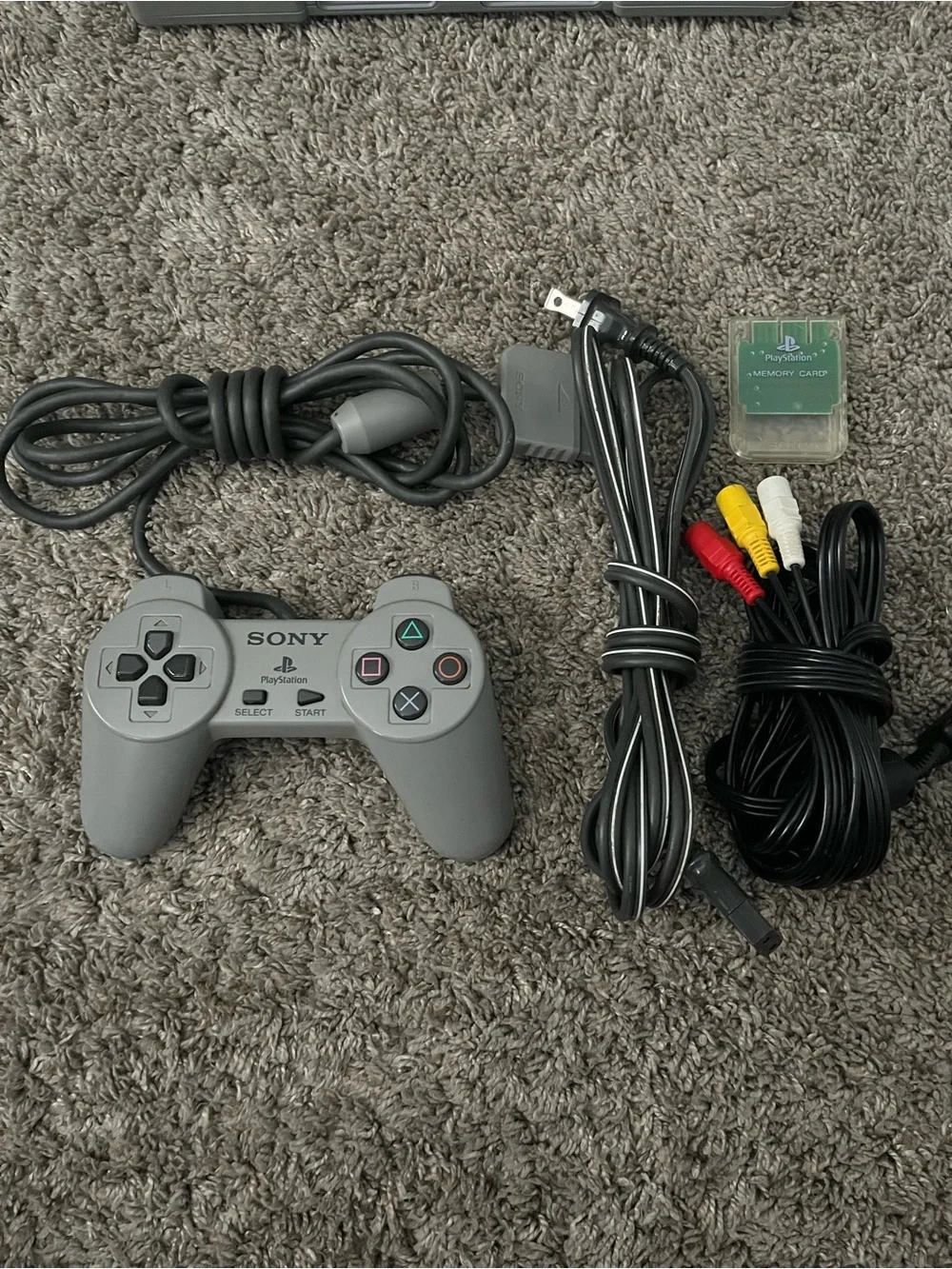 Sony Gray PlayStation Console with Controller, AV Cables & 4 Games